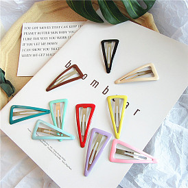 Colorful Geometric Triangle Hair Clip for Girls with Dripping Oil and Bangs, BB Hairpin Accessories