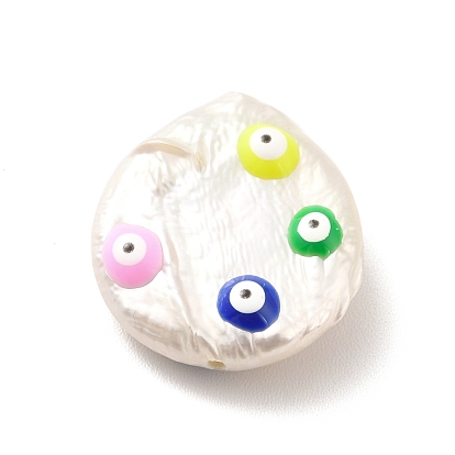 Perlas naturales perlas keshi perlas barrocas, con esmalte de colores, plano y redondo con mal de ojo