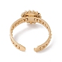Открытое кольцо-манжета с цветком из натурального драгоценного камня, настоящие 24k позолоченные 304 украшения из нержавеющей стали для женщин