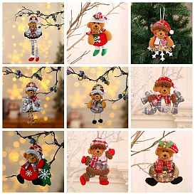 Christmas Cloth Bear Doll Hanging Ornaments, Pendant for Home Tree Decorations