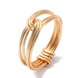 Brass Wire Wrap Finger Rings, Hollow Knot