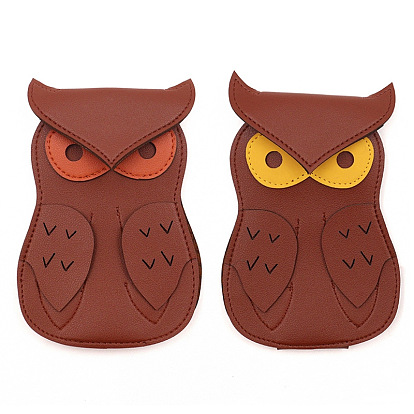 Imitation Leather Storage Bags, with Snap Button, for Guitar Picks Storage, Owl