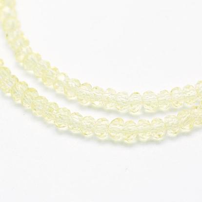 Chapelets de perles en verre transparentes  , facette, rondelle