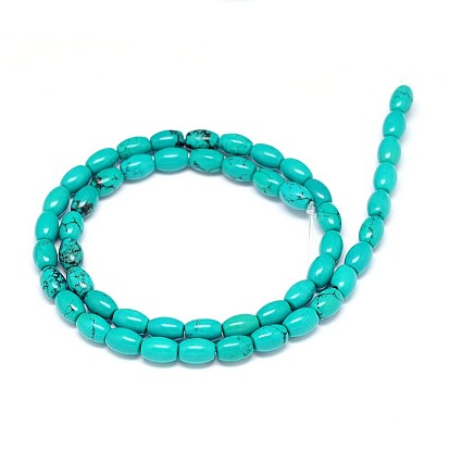 Natural Magnesite Beads Strands, Oval, Dyed & Heated, Turquoise