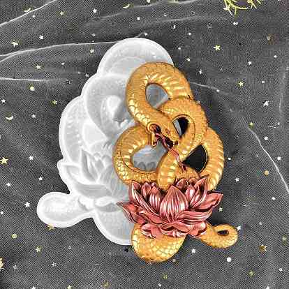 Moules en silicone de décoration murale de serpent et de lotus diy, moules de résine, pour la résine UV, fabrication artisanale de résine époxy