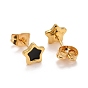 304 Stainless Steel Enamel Stud Earrings, with 316 Surgical Stainless Steel Pin, Golden, Star