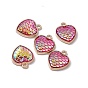 Alloy Pendants, with Opaque Resin, Heart Charms with Scales Pattern, Light Gold
