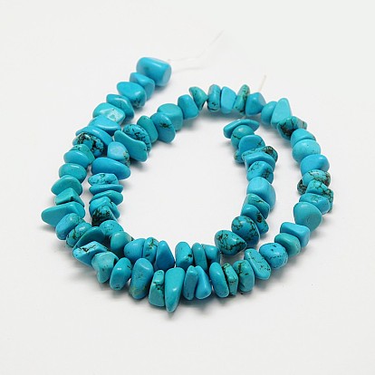 Copeaux de perles de magnésite naturelle brins, teint, turquoise