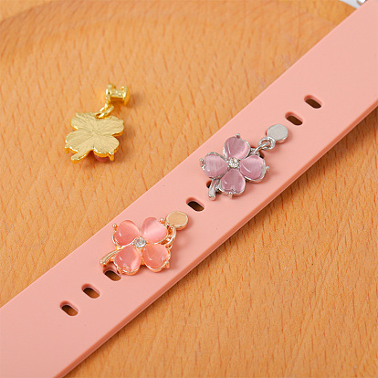 Alloy Clover Watch Band Studs, Metal Nails for Watch Loops Accesssories