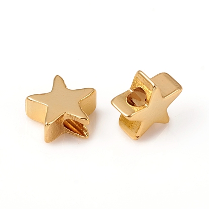 Brass Beads, Star, Long-Lasting Plated