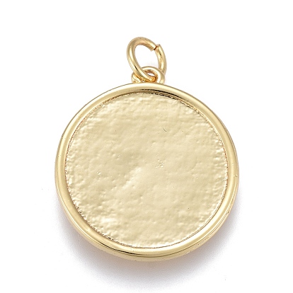 Brass Pendants, with Jump Rings, Long-Lasting Plated, Flat Round with Human, Word Liberty