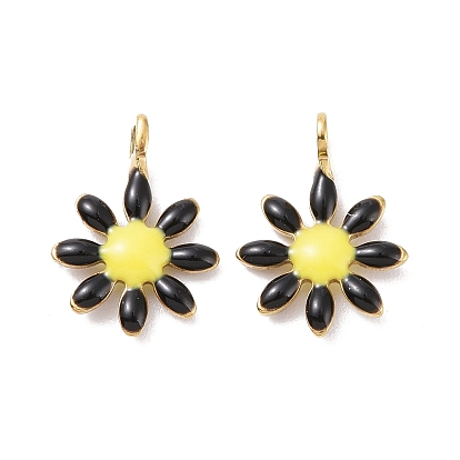 304 Stainless Steel Charms, with Enamel, Flower