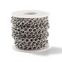 304 Stainless Steel Curb Chains, Textured, Unwelded, with Spool