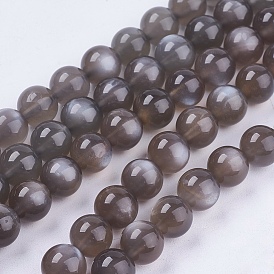 Natural Black Moonstone Beads Strands, Round