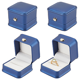 Подарочные коробки для колец из искусственной кожи nbeads, с позолоченной железной короной и бархатом внутри, для свадьбы, футляр для хранения ювелирных изделий