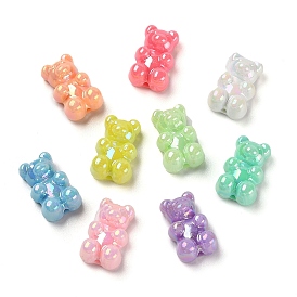 Opaque Bear Acrylic Beads, AB Color Plated