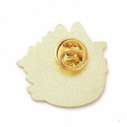 Cat & Flower Enamel Pin, Golden Alloy Brooch for Backpack Clothes