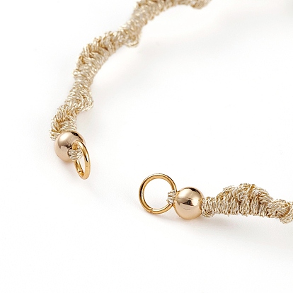Fabrication de bracelet perlé tressé en fil de polyester réglable, avec 304 anneaux en acier inoxydable et perles en laiton