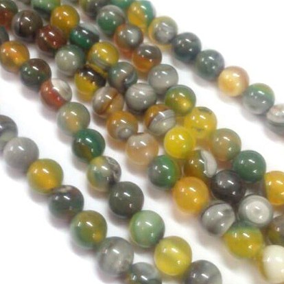Natural Agate Round Beads Strand, Dyed, 6mm, Hole: 1mm, about 62pcs/strand, 14.96 inch