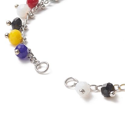 Faceted Round Glass Charms Chain Bracelet Making, with Lobster Clasp, for Link Bracelet Making