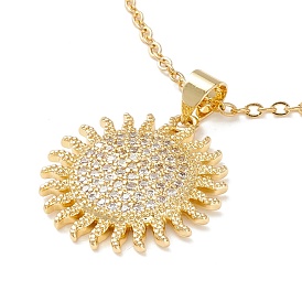 Collier pendentif soleil en zircone cubique claire, 304 bijoux en acier inoxydable pour femmes