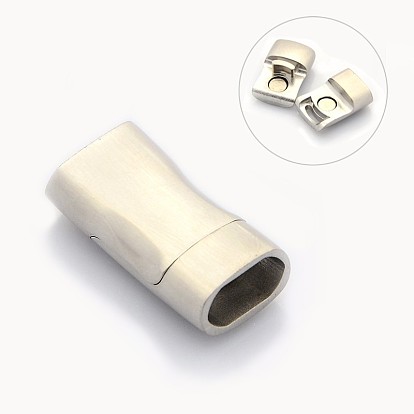 Rectangle 304 Stainless Steel Matte Magnetic Clasps with Glue-in Ends, 24x12.5x7.5mm, Hole: 5x10mm