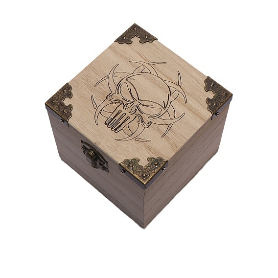 Cajas de almacenamiento de madera cuadradas, para almacenamiento de artículos de brujería, burlywood