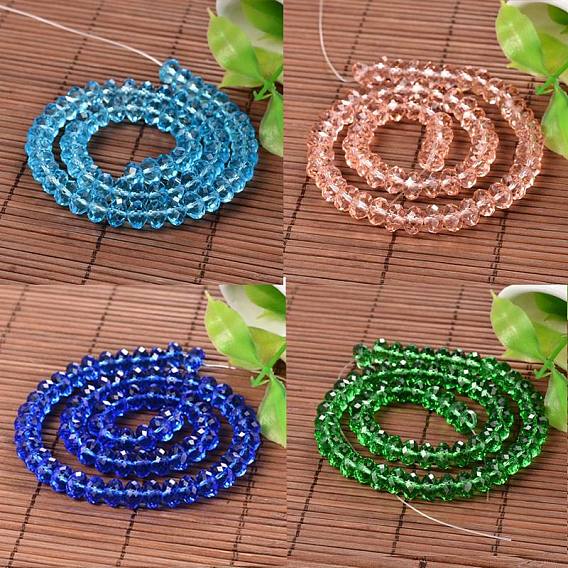 Faceted Imitation Austrian Crystal Flat Round Beads Strands, Grade AAA, 8x5mm, Hole: 1mm, about 68pcs/strand, 14.17 inch