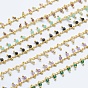 Chaînes de perles faites à la main de pierre gemme, soudé, sans plomb et sans cadmium, avec les accessoires en laiton, réel 18 k plaqué or, plaqué longue durée, ronde à facettes