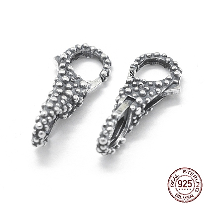 Thailand 925 Sterling Silver Lobster Claw Clasps, Bumpy