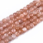 Natural Sunstone Beads Strands, Faceted, Cube