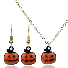 Spooky Skeleton Pumpkin Jewelry Set for Halloween Costume Party
