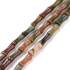 Pierre naturelle picasso / perles de jaspe picasso, baton de bambou