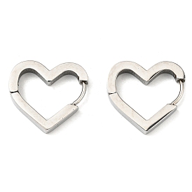 201 Stainless Steel Huggie Hoop Earrings, with 304 Stainless Steel Pin, Heart Earring for Women
