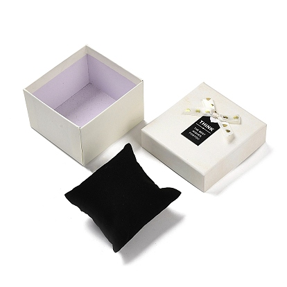 Cajas de reloj de cartón, Estuche de regalo para pulsera y reloj de pulsera con almohada en el interior., Rectángulo con bowknot