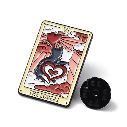 Alfileres esmaltados de la tarjeta del tarot de los amantes del gato blanco y negro lindo creativo de la historieta del Día de San Valentín, insignia de aleación negra