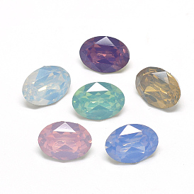 Pointed Back Resin Rhinestone Cabochons, Oval