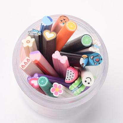 Polymer Clay Nail Art Decoration, Fashion Nail Care, No Hole Tubes, Mixed Shape, Mixed Color, 50 Kinds of Styles, 50x4~6mm