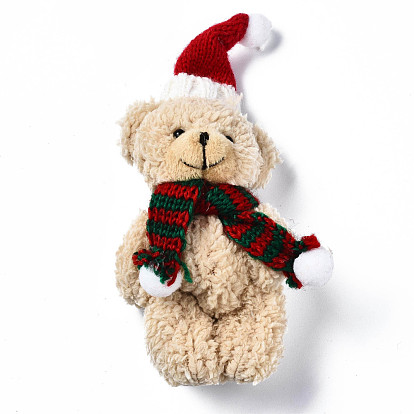 Decoraciones colgantes de oso de peluche de poliéster, con cadena de cuentas, para la fiesta del árbol de navidad adornos colgantes decoraciones