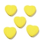 Opaque Acrylic Beads, with Enamel, Heart with Stripe Groove Pattern