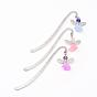 Tibetan Style Alloy Bookmarks/Hairpins, with Glass Beads, Acrylic Beads and Alloy Findings, Lovely Wedding Dress Angel Dangle, 84x13x1mm