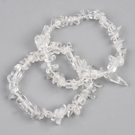 Natural Quartz Crystal & Glass Beaded Stretch Bracelets, Chip