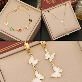 Colorful Butterfly Necklace Set - Fashion Stainless Steel Jewelry N1170