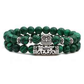 Exquisite Animal-themed Gemstone Bracelet Set with Peacock, Owl, Elephant and Lion Charms