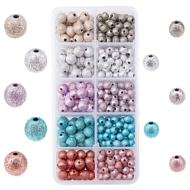 PandaHall Elite 500Pcs 10 Colors Spray Painted Acrylic Beads, Matte Style, Round