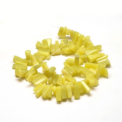 Natural Lemon Jade Nuggets Bead Strands, 14~27x5~13mm, Hole: 1mm, 16 inch