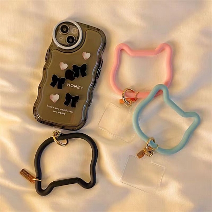 Cordón de silicona para teléfono con forma de gato, correa de cordón para la muñeca de la mano del teléfono celular