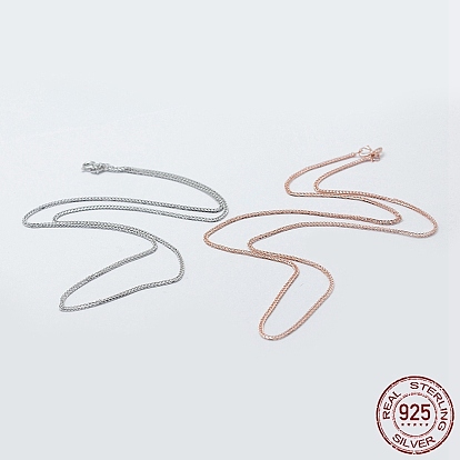 925 Sterling Silver Chain Necklaces, with Spring Ring Clasps, with 925 Stamp