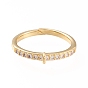 Brass Cuff Finger Ring Settings, Loop Ring Base, with Micro Pave Clear Cubic Zirconia, Long-Lasting Plated
