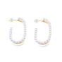 ABS Plastic Imitation Pearl Oval Stud Earrings, Brass Half Hoop Earrings for Women